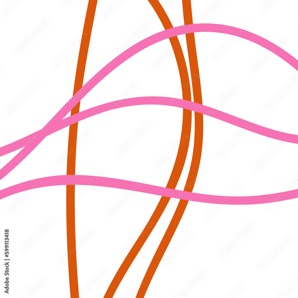 Wall mural orange pink minimal graphic lines