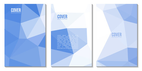 set of covers with abstract blue gradient triangle colorful geometric background