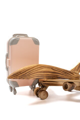 airplane and luggage on white background