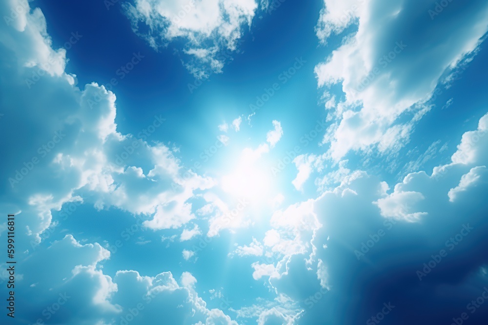 Poster the sun is visible despite the presence of clouds in the sky. generative ai