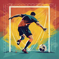 "Colorful Vector Soccer Player in Action - Royalty-Free Stock Image"