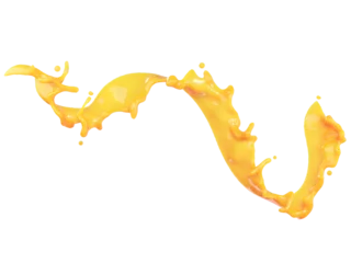 Gordijnen Closeup Orange juice splash isolated on white background. 3D Rendering. PNG files. © SohubProduction