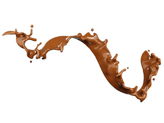 Fototapeta na wymiar Closeup Element of Chocolate Liquid splashing isolate on white background. 3d rendering. clipping part.
