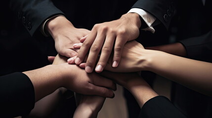 hands together in a huddle, business concept
