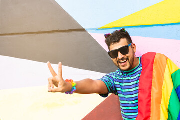 Victory of Love: Gay Pride Positivity in the Park in a summer day