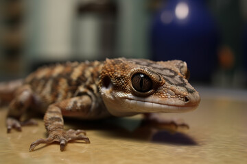 Image of a gecko on the floor. Reptile. illustration, generative AI.