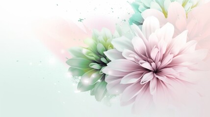 淡いピンクとグリーンの花柄背景：AI作品

