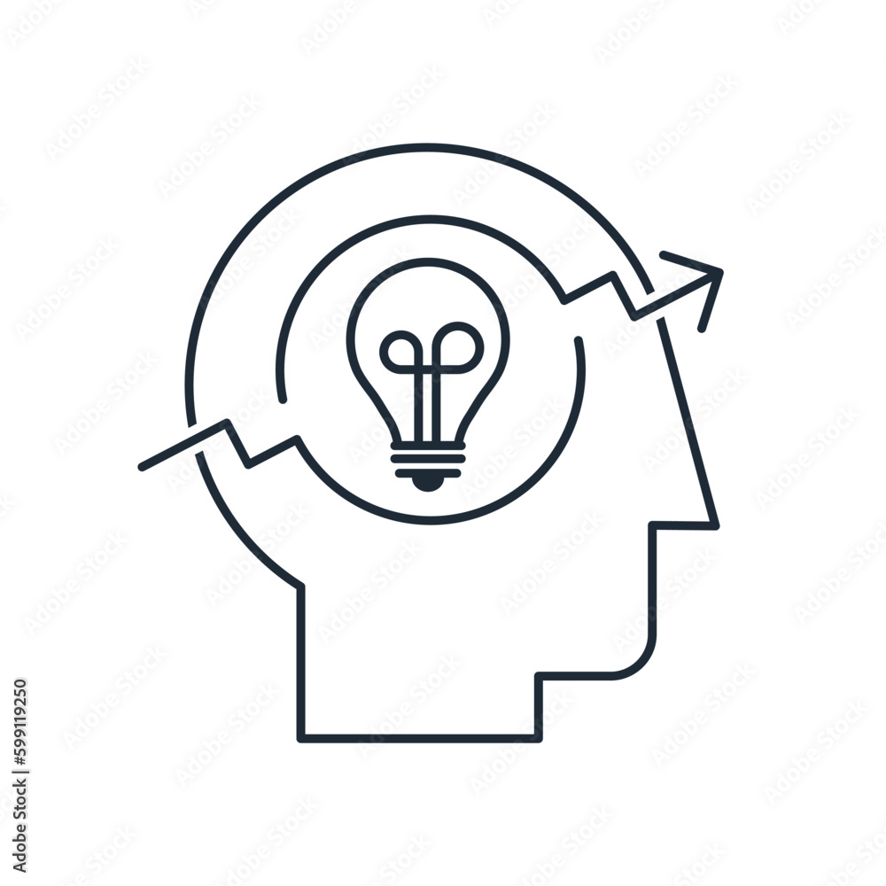 Poster fast new thinking. vector linear icon isolated on white background.