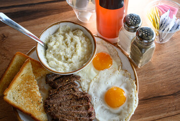 Steak, Eggs, and Grits Brunch