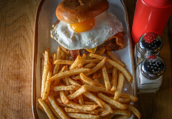Breakfast Sandwich with French Fries