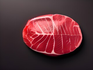 fresh raw meat with spices on the dark background, top view