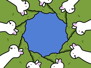 Naklejka premium art color of cute rabbit cartoon