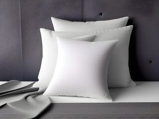 white pillows on a sofa isolated on a black background.