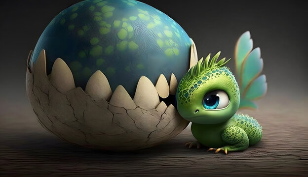 孵化したドラゴンの赤ちゃん | hatched baby dragon Generative AI