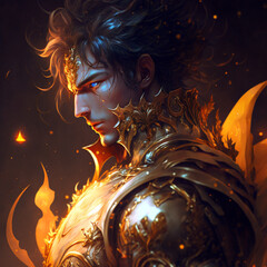 A handsome knight in splendid golden armor.｜Generative AI