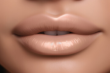 Closeup of woman's lips with day beauty makeup
