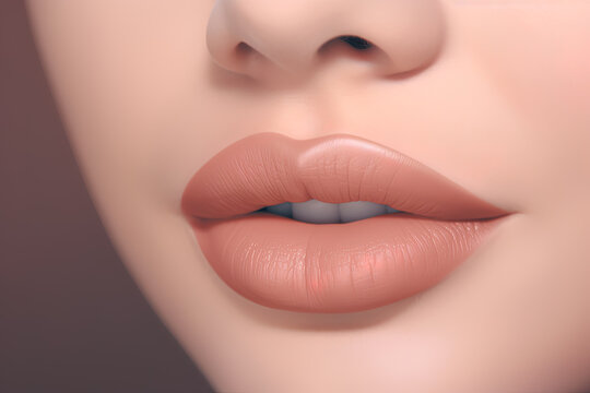 Closeup of woman's lips with day beauty makeup