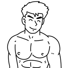 black and white of cute man cartoon for coloring