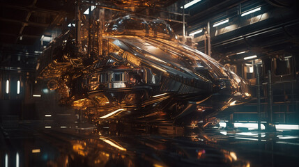 Obraz premium futuristic space warship. Generative AI