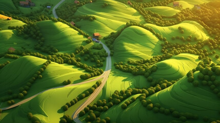 hills top aerial view. generative AI