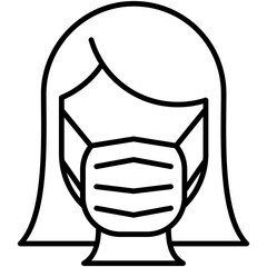 Face Mask Icon. Woman Face Mask Symbol. Line Icon Vector Stock