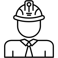Engineer Icon. People Engineering Helm Symbol. Line Icon Vector Stock