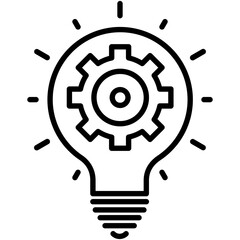 Engineering idea Icon. Gear Bulb Symbol. Line Icon Vector Stock