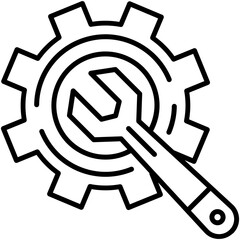setting icon. engineering gear wrench symbol. line icon vector stock