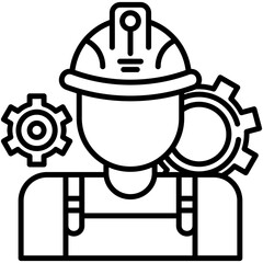 engineer icon. engineering helm gear symbol. line icon vector stock