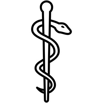 asclepius icon. rod caduceus symbol. line icon vector stock