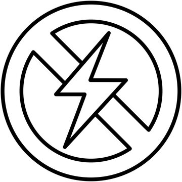electricity ban icon. power outage symbol. line icon vector stock
