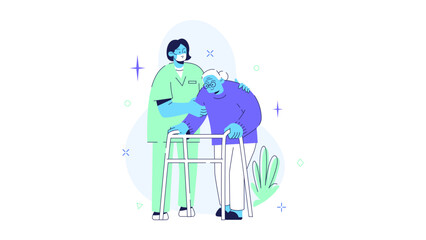 MedTech Medical Health Technology Illustration Doctor Patient Disease Hospital Clinic Nurse Medicine Ambulance XRay examination Check Treatment Covid-19 Sufferer Vaccine Smartwatch Consultation Online