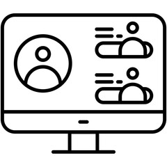 Video Conference Icon. Online Communication Symbol. Line Icon Vector Stock
