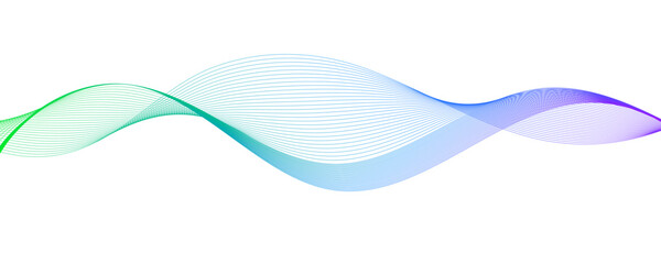 Smooth flowing wave lines. Abstract curved wavy stripes. Light green blue purple gradient design element for presentation, flyer, poster, website, banner, brochure. Vector illustration
