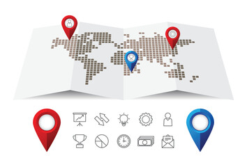 World map and location marker