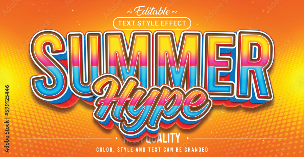 Aufkleber editable text style effect - summer hype text style theme.