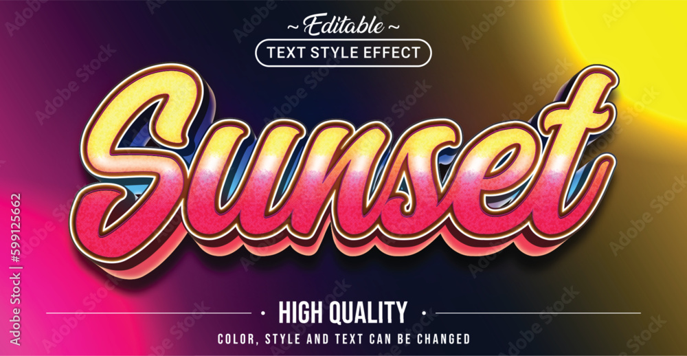 Poster Editable text style effect -Sunset text style theme.