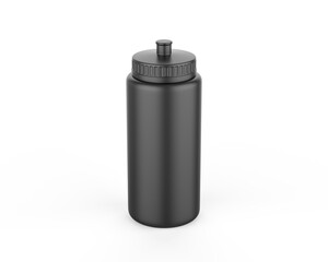 Black sport sipper bottles for water isolated mock up and template design. 3d render illustration.