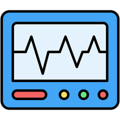 Cardiogram Icon. Medical Device Symbol. Line Filled Icon Vector Stock