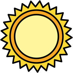 Sun Icon. Bright Sun Symbol. Line Filled Icon Vector Stock
