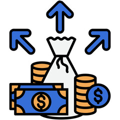 Expense Icon. Financial Revenue Symbol. Line Filled Icon Vector Stock