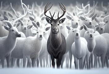Deer Sticking Out In A Group Backdrop Generative AI