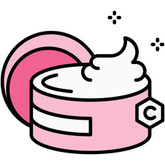 Beauty cream Icon. Collagen Skin Care Symbol. Line Filled Icon Vector Stock
