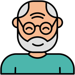 Grandfather Icon. Old People Man Symbol. Line Filled Icon Vector Stock