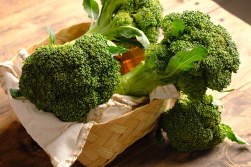 Broccoli is an edible green plant in the cabbage family. Brassica oleracea var. italica. Large head.