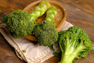 Broccoli is an edible green plant in the cabbage family. Brassica oleracea var. italica. Large head.