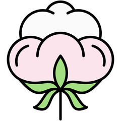 Cotton Ball Icon. Cotton Flower Symbol. Line Filled Icon Vector Stock 