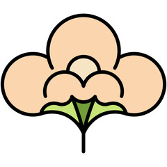 Cotton Ball Icon. Cotton Flower Symbol. Line Filled Icon Vector Stock 