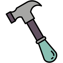 Hammer Icon. Carpenter Tool Building Symbol. Line Filled Icon Vector Stock 