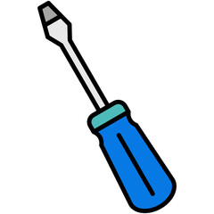 Screwdriver Icon. Carpenter Tool Building Symbol. Line Filled Icon Vector Stock 
